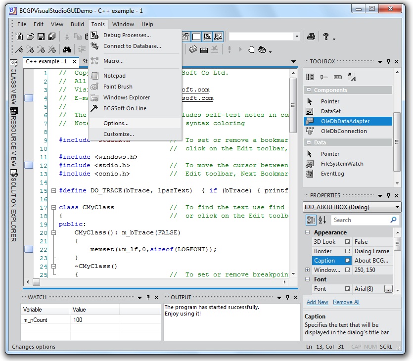 BCGControlBar MFC用戶界面控件套包發(fā)布v17.1-Visual Studio11風(fēng)格，圖形可視化設(shè)計器，Tree Map控件